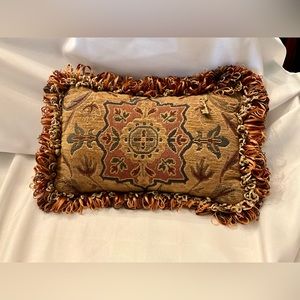 Lumbar Accent Pillow in Fall colors w/Brass buttons & Key + Chenille Threads